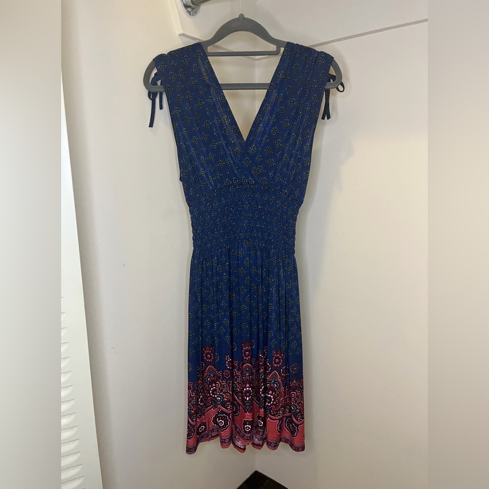 Elegant Blue and Orange Women's Dress